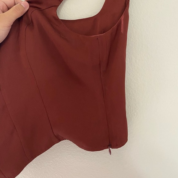 NWT Express Corset Dark Burnt Orange Red Crop Top sz Medium - Picture 6 of 7